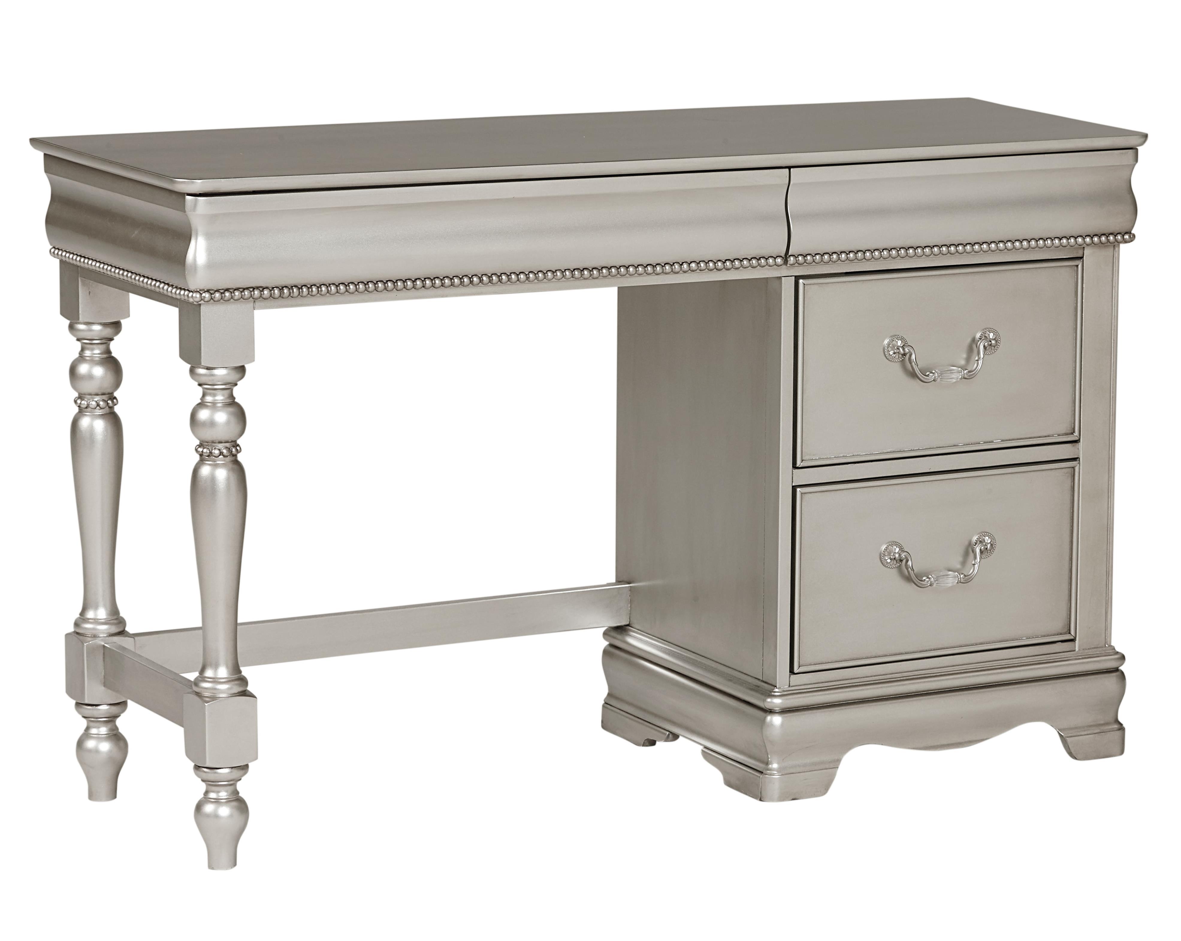 Standard Furniture Jessica Silver Single Pedestal Desk with 3 Drawers